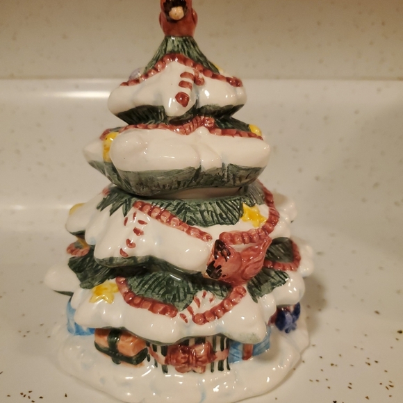 Fitz and Floyd Omnibus Christmas Tree Sugar Bowl and Lid, EUC - Picture 7 of 9